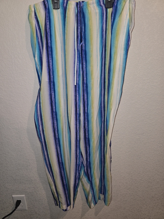 Amanda Smith Pants - Vintage Amanda Smith 100% Pure Silk Striped Elastic Waist Lounge Pants